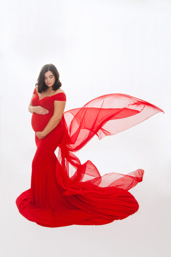 “Marianne” - punane varrukateta väga venivast materjalist kleit