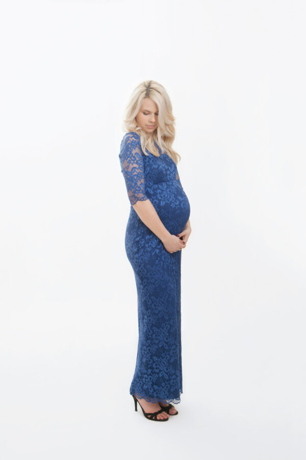 Agnes- sinine pitsiline kolmveerand varrukatega maani kleit pidulik kleit rasedale